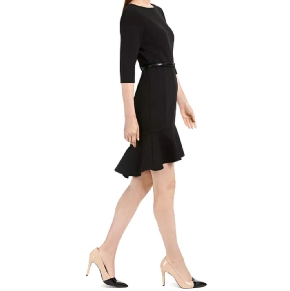 Calvin Klein | Black Dress w/ Ruffled Hem - Picture 2 of 5